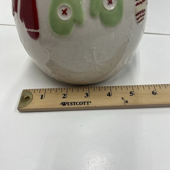 Hallmark Ceramic Cookie Jar Mittens Close Line White Red Green Jingle Bell 7” - Picture 11 of 11